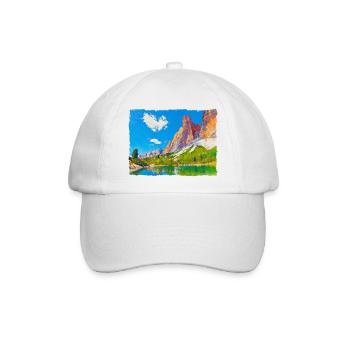 See in den Dolomiten mit Farbeffekt - Baseballkappe - Weiß/Weiß - Vorne