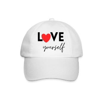 Love yourself – Selflove, Positivität, Selbstliebe - Baseballkappe - Weiß/Weiß - Vorne