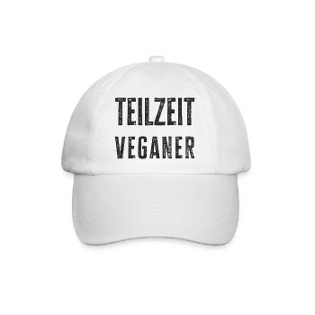 Teilzeit Veganer Stempel-Design - Baseballkappe - Weiß/Weiß - Vorne