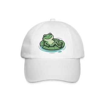 Lounge-Frosch auf Seerosenblatt - Baseballkappe - Weiß/Weiß - Vorne