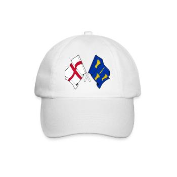 Cheshire & England kreuzten Flaggen - Baseballkappe - Weiß/Weiß - Vorne