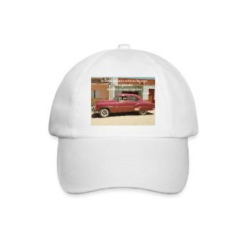 Vintage Pink Car und Psalm-Leitung - Baseballkappe - Weiß/Weiß - Vorne
