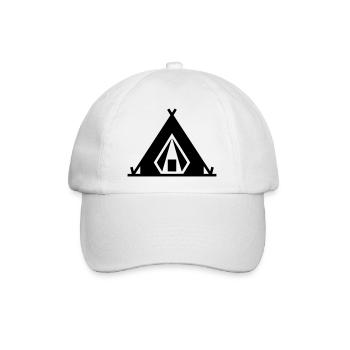 Camping Zelt Outdoor Icon - Baseballkappe - Weiß/Weiß - Vorne