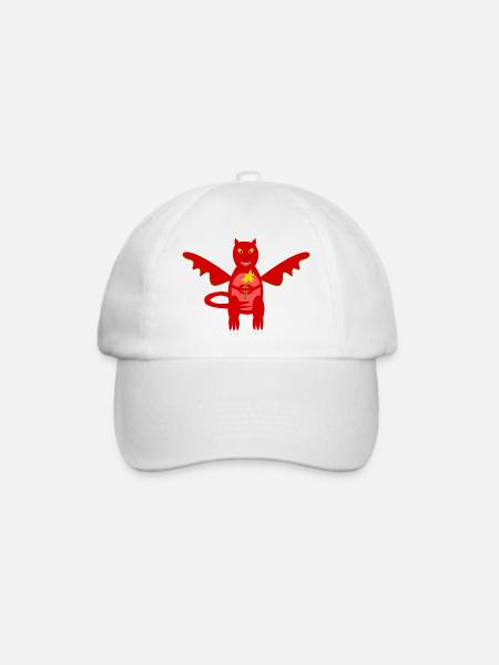 Patriotischer walisischer Drache mit Narzissenblüte - Baseballkappe - Weiß/Weiß