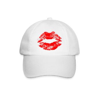 Kussmund Lippenstift Lippenabdruck Abdruck Lippen  - Baseballkappe - Weiß/Weiß - Vorne