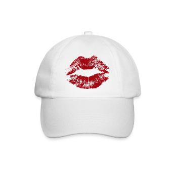 Kussmund Lippenstift Abdruck Geschenk  - Baseballkappe - Weiß/Weiß - Vorne