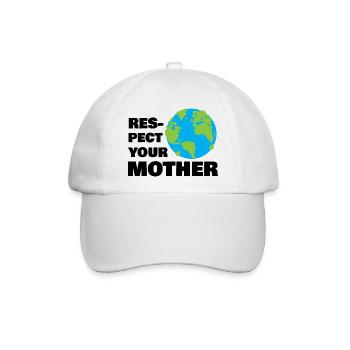 Respect Your Mother Earth Globe Eco Awareness Art - Baseballkappe - Weiß/Weiß - Vorne