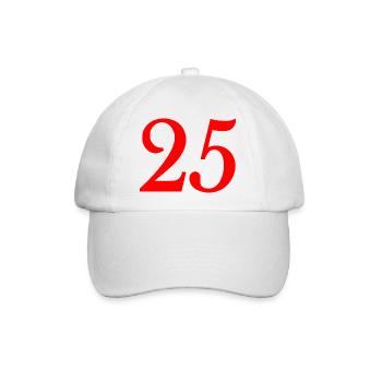 25. 25 JAHRE. 25. JUBILÄUM. 25 JAHRESJUBILÄUM. - Baseballkappe - Weiß/Weiß - Vorne
