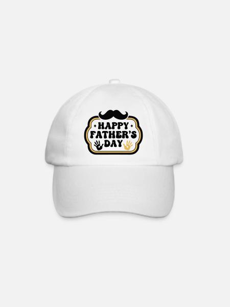  Retro Happy Fathers Day Wappen - Baseballkappe - Weiß/Weiß