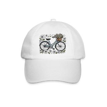 Vintage Fahrrad mit Blütenkorb - Baseballkappe - Weiß/Weiß - Vorne