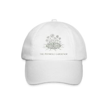 Der Schlagloch-Gärtner – Guerrilla Bloom Society - Baseballkappe - Weiß/Weiß - Vorne