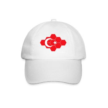Türkei Hexagon Flag Kunst - Baseballkappe - Weiß/Weiß - Vorne