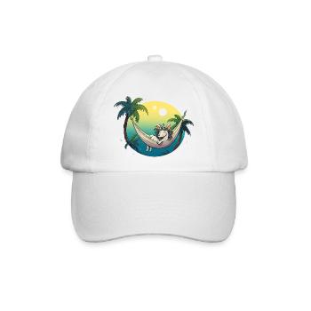 Einhorn in Tropen-Hängematte - Baseballkappe - Weiß/Weiß - Vorne