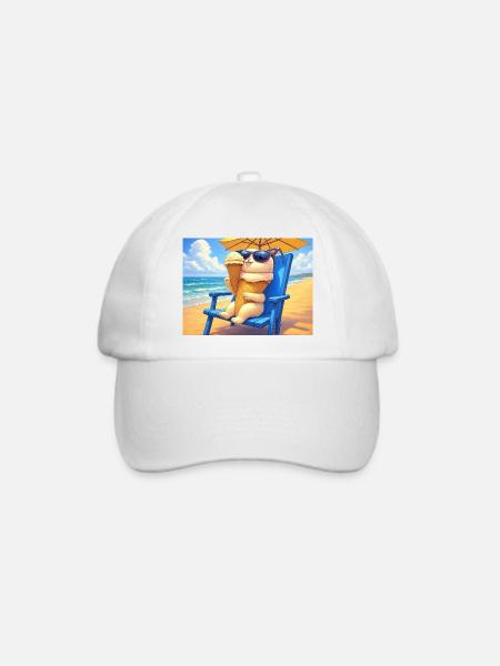 Strand Bunny Eiscreme Sonnenbrille - Baseballkappe - Weiß/Weiß