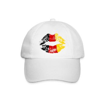  Kussmund Lippenstift Deutschland Farben Fanshirt - Baseballkappe - Weiß/Weiß - Vorne