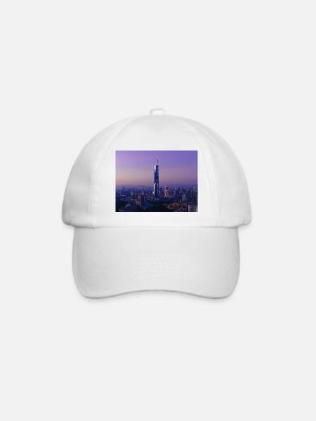 Dämmerungs-Skyline mit Turmspitze - Baseballkappe - Weiß/Weiß