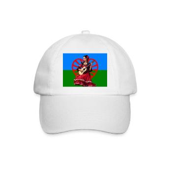 Rote Flamenco-Gitarre auf Trikolor-Hintergrund - Baseballkappe - Weiß/Weiß - Vorne