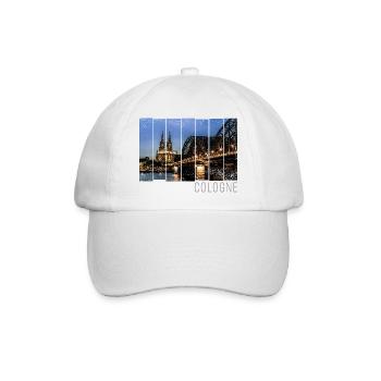 Köln Stadtbild mit Dom in Deutschland Souvenir - Baseballkappe - Weiß/Weiß - Vorne