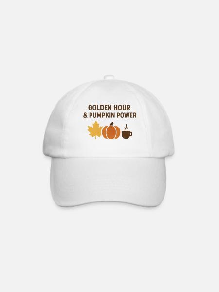 Goldene Stunde & Kürbispower - Baseballkappe - Weiß/Weiß