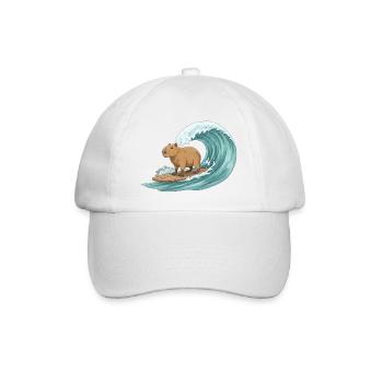 Capybara auf Surfbrett - Baseballkappe - Weiß/Weiß - Vorne