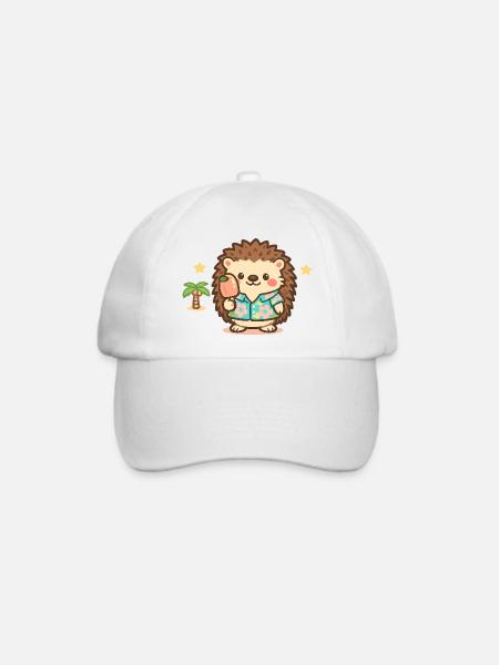 Kawaii Igel im Hawaii-Hemd - Baseballkappe - Weiß/Weiß