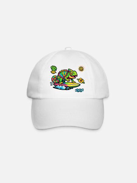 Bunter Chamäleon Surfkunst - Baseballkappe - Weiß/Weiß