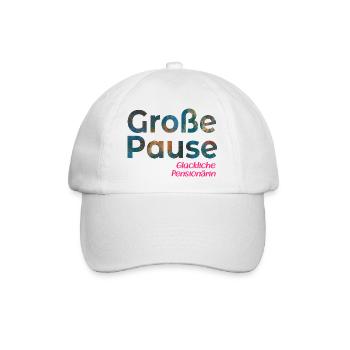 Pause - Glückliche Pensionärin - Baseballkappe - Weiß/Weiß - Vorne