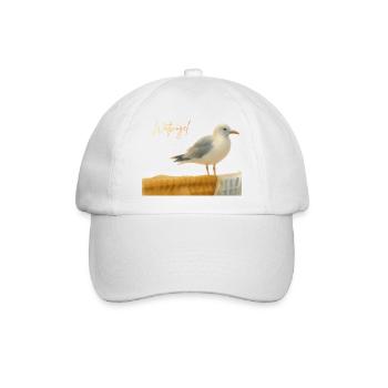 Wattvogel Nordsee Möwe auf Strandkorb Ostsee  - Baseballkappe - Weiß/Weiß - Vorne