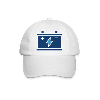 Autobatterie-Feststoffsymbol Energiespeichersymbol - Baseballkappe - Weiß/Weiß - Vorne