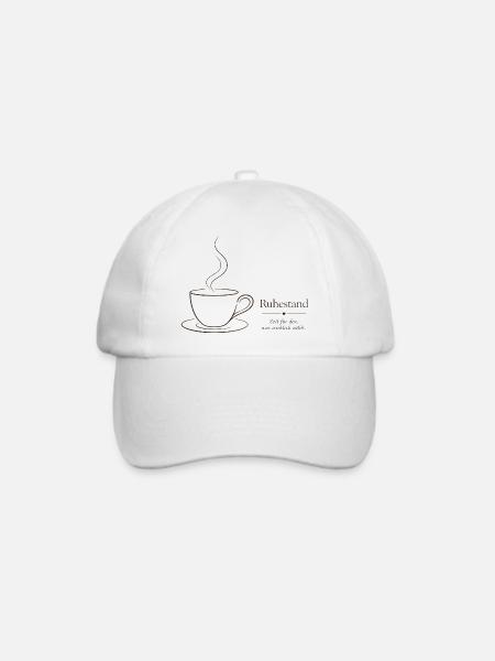 Ruhestand – Filigraner Text & Kaffeetasse Design - Baseballkappe - Weiß/Weiß