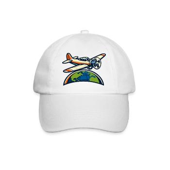 Weltflugzeug Symbolik - Baseballkappe - Weiß/Weiß - Vorne