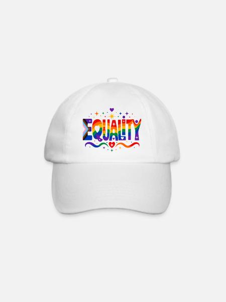 Equality Regenbogen Vielfalt Shirt Sticker Kissen - Baseballkappe - Weiß/Weiß