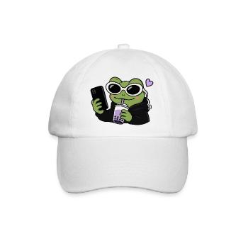 Gen Z Frosch Boba Selfie Kawaii Ästhetik Lustiger Frosch - Baseballkappe - Weiß/Weiß - Vorne