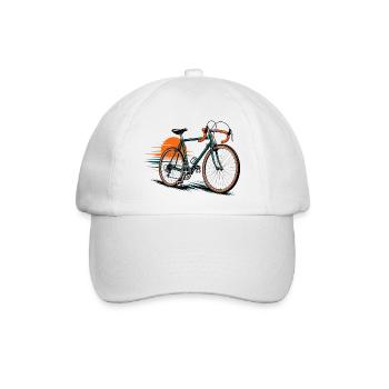 Fahrrad-Icon mit sonnigem Hintergrund - Baseballkappe - Weiß/Weiß - Vorne