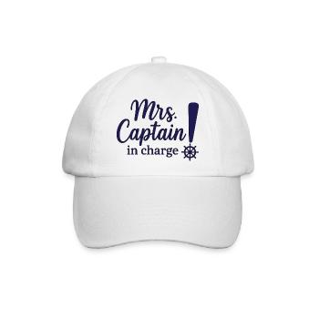 Mrs Captain in Charge – Seglerin & Skipperin - Baseballkappe - Weiß/Weiß - Vorne