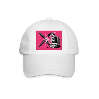 Anarchischer Aal - Ausbruch Kugelschreiber - KI - Baseballkappe - Weiß/Weiß - Vorne