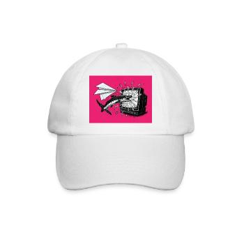 Anarchischer Aal aus Papierflieger gegen Monitor - Baseballkappe - Weiß/Weiß - Vorne