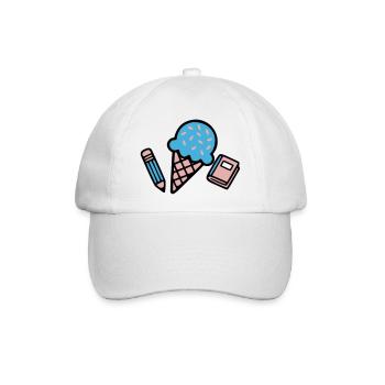 Eiscreme Buch Stift Icon - Baseballkappe - Weiß/Weiß - Vorne