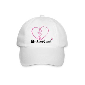 Zerbrochenes Herz Neon Pink - Baseballkappe - Weiß/Weiß - Vorne