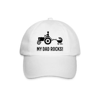 My Dad Rocks! (Trecker & Kinderwagen / Black) - Baseballkappe - Weiß/Weiß - Vorne