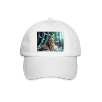 Pastellblaue Tutu-Katze - Baseballkappe - Weiß/Weiß - Vorne