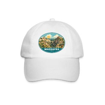 Entdecken Sie Massafra in Italien – Vintage-Reisen in Apulien - Baseballkappe - Weiß/Weiß - Vorne