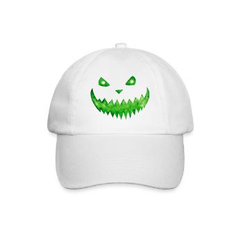 Giftgrüne Kürbisfratze - Halloween Gesicht Grün - Baseballkappe - Weiß/Weiß - Vorne