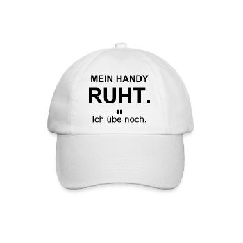 Mein Handy ruht – Ich übe noch – schwarz - Baseballkappe - Weiß/Weiß - Vorne