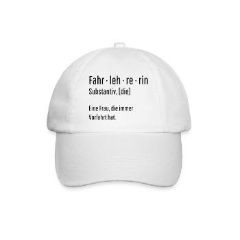 Fahrlehrerin Substantiv Definition Geschenk - Baseballkappe - Weiß/Weiß - Vorne
