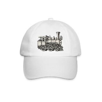 Dampflok Vintage Historische Eisenbahn - Baseballkappe - Weiß/Weiß - Vorne