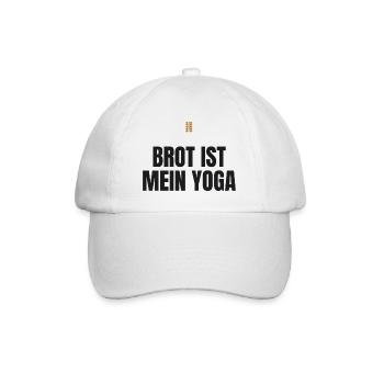 Brot ist mein Yoga – Hobbybäcker Spruch - Baseballkappe - Weiß/Weiß - Vorne