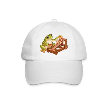 Frosch webt mit Brettchen - Baseballkappe - Weiß/Weiß - Vorne
