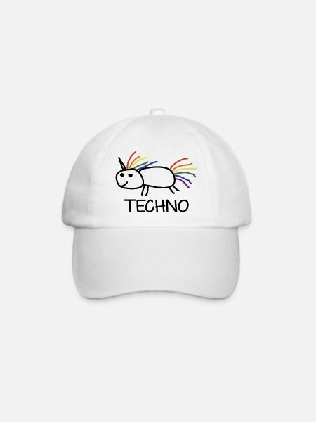 Techno Einhorn Geschenk - Baseballkappe - Weiß/Weiß
