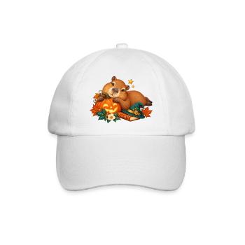 Capybara Halloween Kürbis Verspielter Stil - Baseballkappe - Weiß/Weiß - Vorne